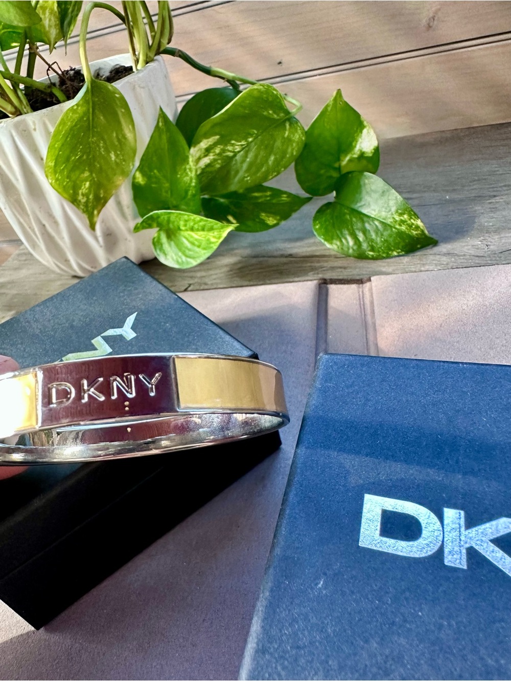 DKNY Two Tone Bangle Bracelet Set